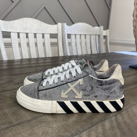 Off-White Shoes - Off-White Vulc Low-Top Glitter Leather Sneakers Size 7.5